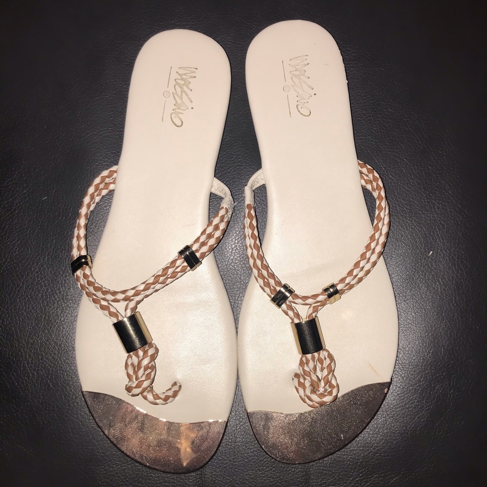 Missimo Rose Gold Flip Flops Size 7.5
